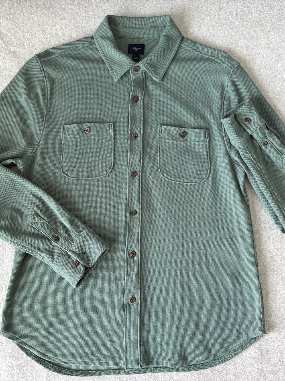 J. Crew Men’s Green Casual Button-Down Shirt - Small